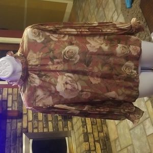 🌺New York & Company Soho Sheer Floral turtleneck long sleeve Blouse